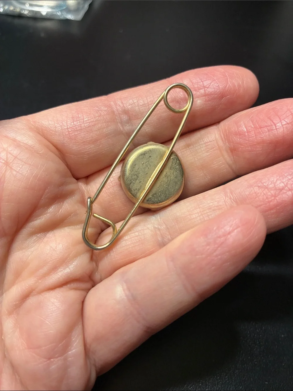 Vintage Blue Glass Stone safety Pin Brooch
